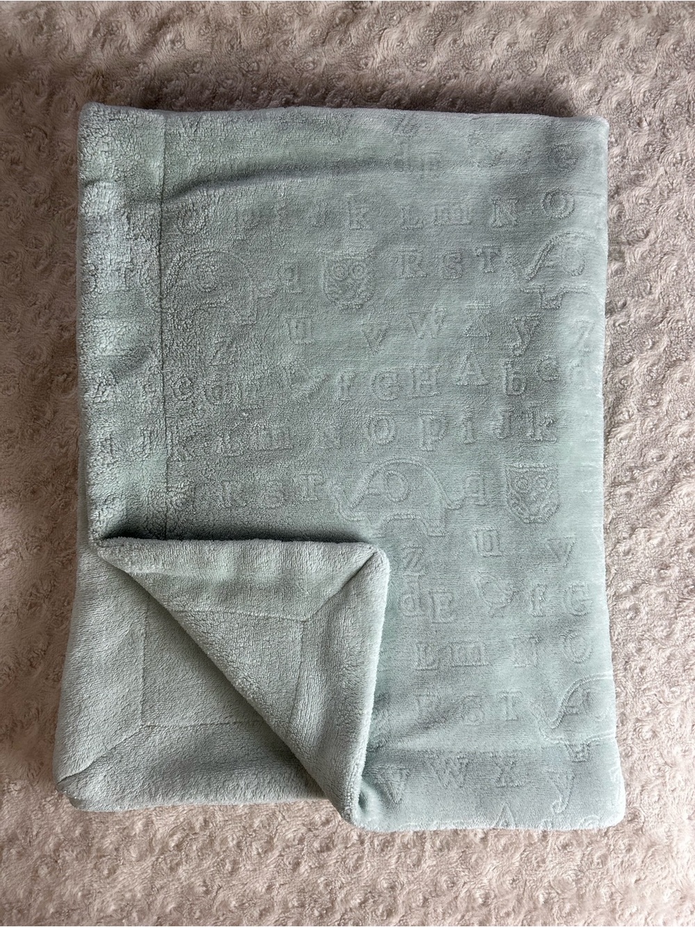 Thro Jimco Lamp Green Elephant Owl ABC Baby Blanket Alphabet Letters Embossed